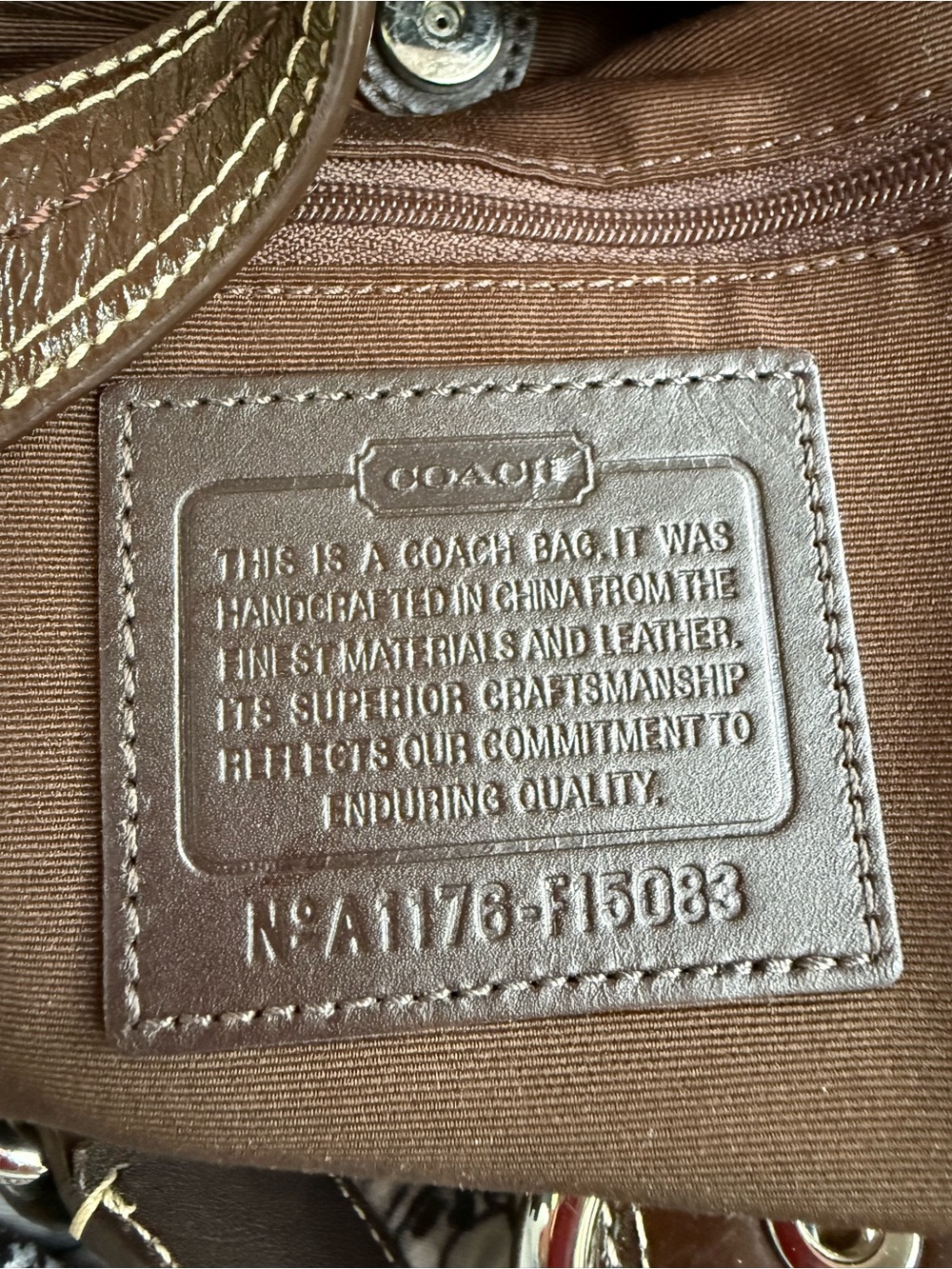 Vintage Coach Brown Signature Canvas Shoulder Bag with Dark Brown Leather Trim - Picture 5 of 7